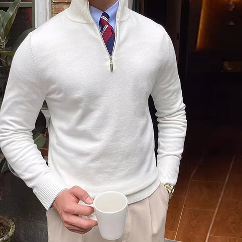 Traditional Mens Quarter Zip Pullover Sweater