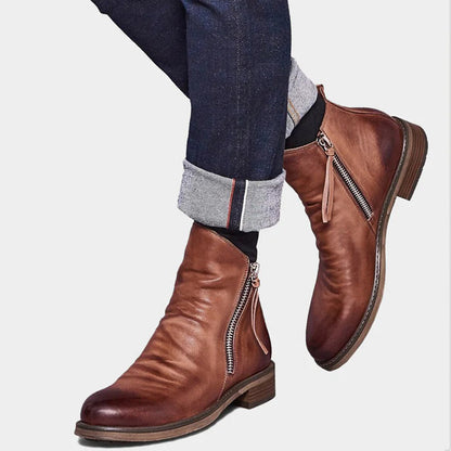 Stylish Zip Up Leather Mens Boots - OutfitLondon