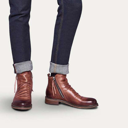 Stylish Zip Up Leather Mens Boots