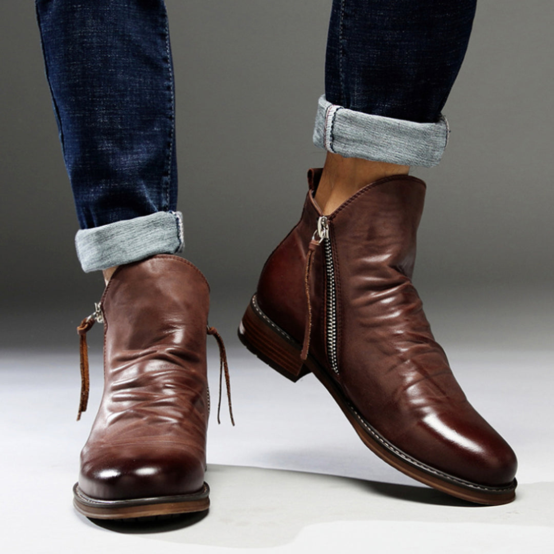 Stylish Zip Up Leather Mens Boots