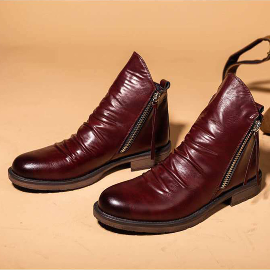 Stylish Zip Up Leather Mens Boots