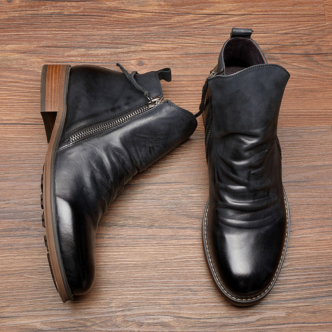 Stylish Zip Up Leather Mens Boots