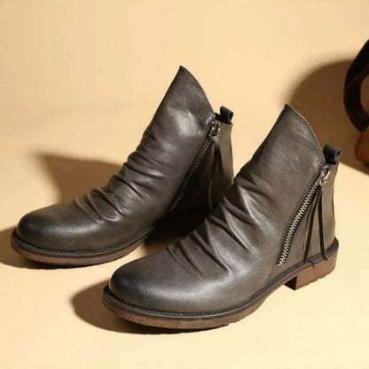Stylish Zip Up Leather Mens Boots