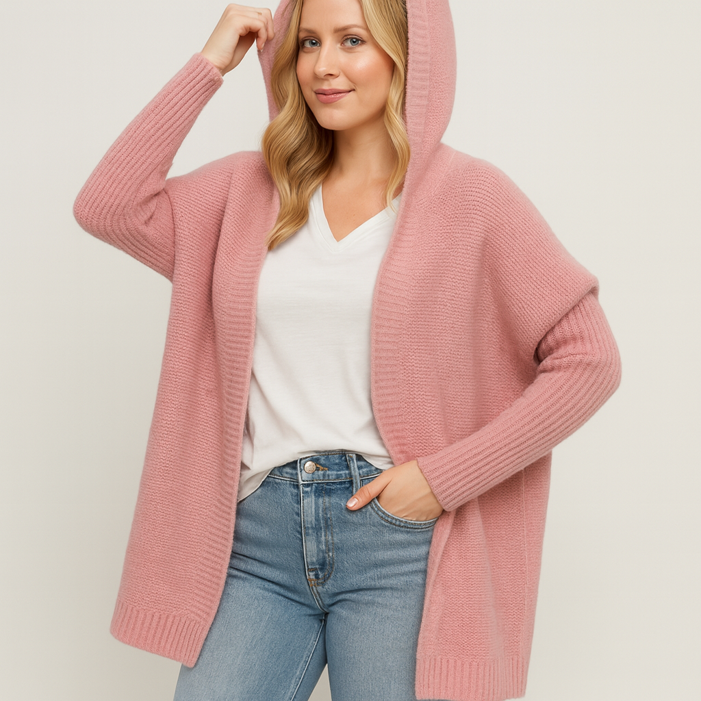 Warm Women's Cable Knit Hoodie Jacket - OutfitLondon