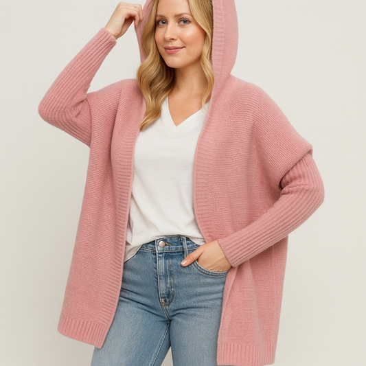 Warm Women's Cable Knit Hoodie Jacket - OutfitLondon
