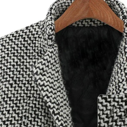 Classic Women's Houndstooth Wool Trench Coat