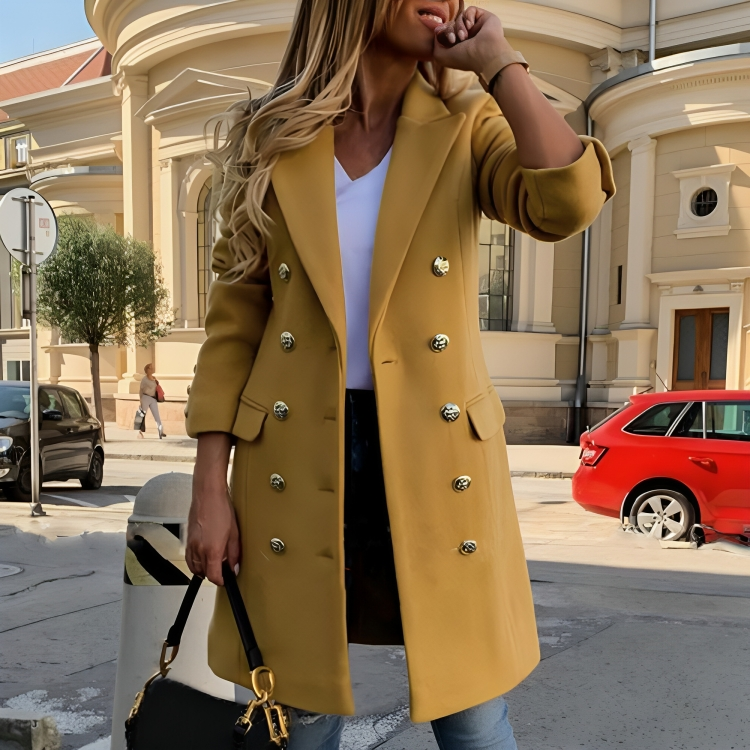 Stylish Women's Double Breasted Long Coat