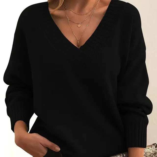 Women's Cashmere V-Neck Sweater - OutfitLondon