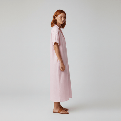 Casual Short Sleeve Women's Maxi Shirt Dress