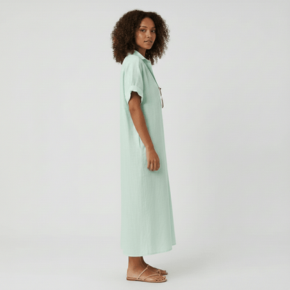 Casual Short Sleeve Women's Maxi Shirt Dress