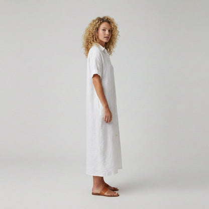 Casual Short Sleeve Women's Maxi Shirt Dress