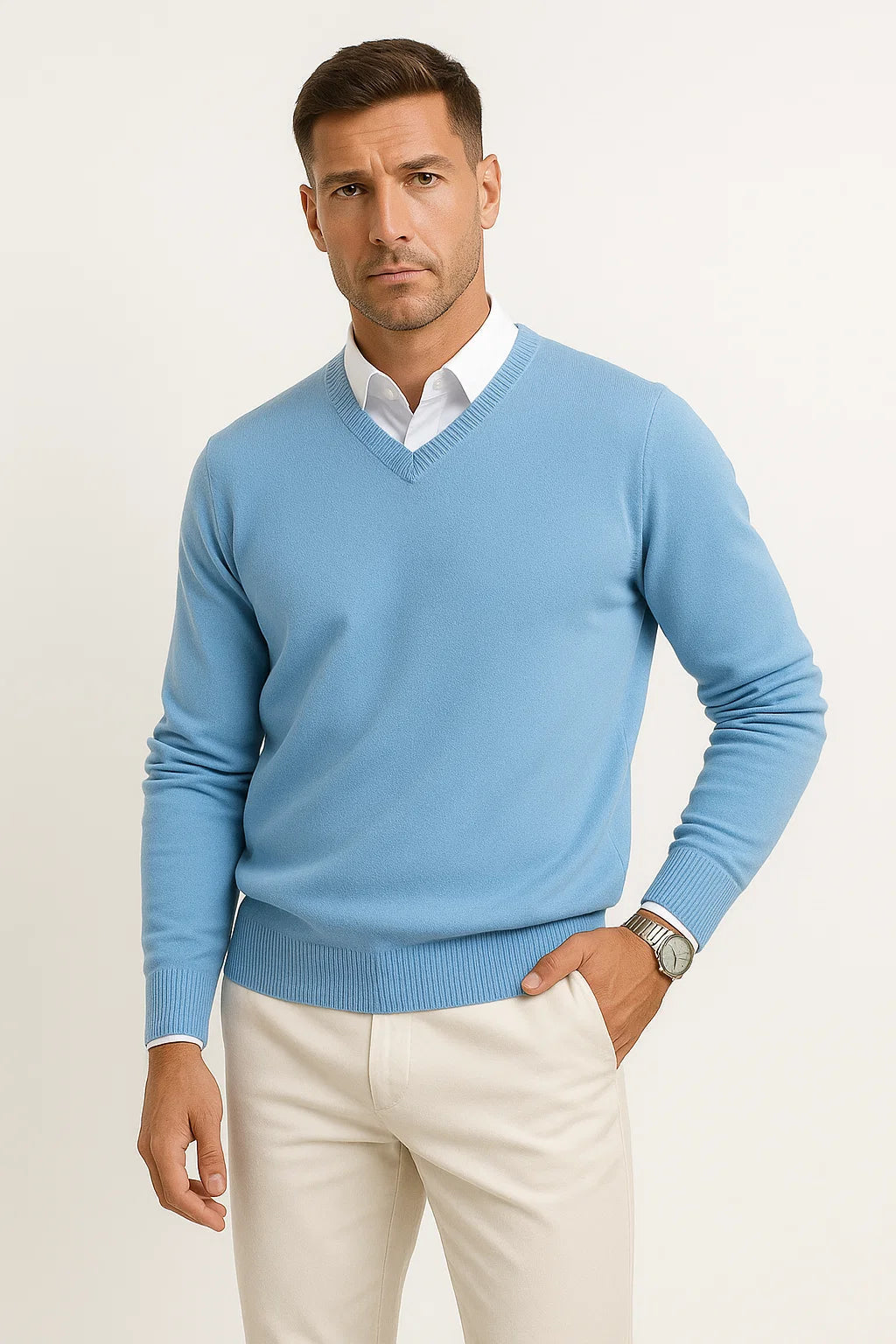 Eliott Men's V-Neck Slim Fit Sweater