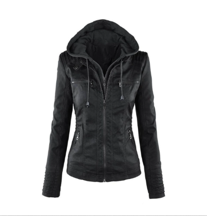 Fashionable Faux Leather Motorcycle Jacket - OutfitLondon