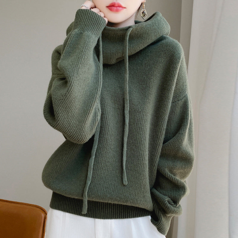 Comfortable Loose Fit Ladies Hooded Sweater - OutfitLondon