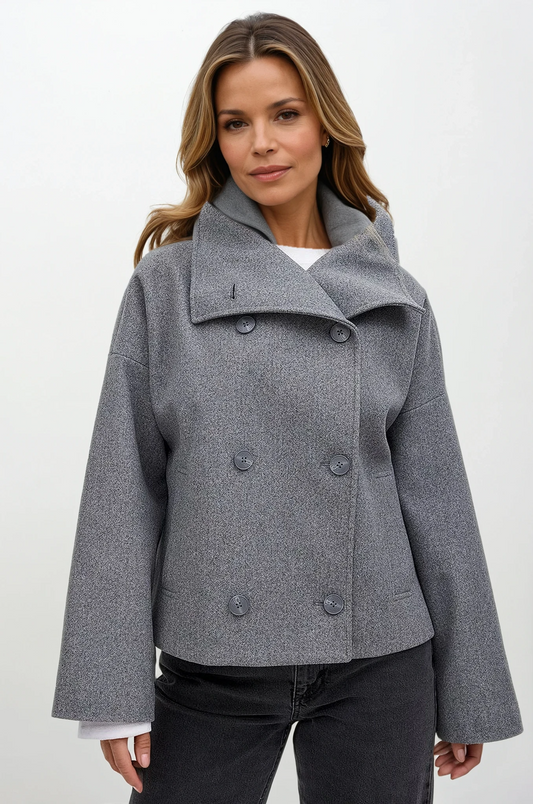 Classic Chic Double-Breasted Short Trench Coat - OutfitLondon