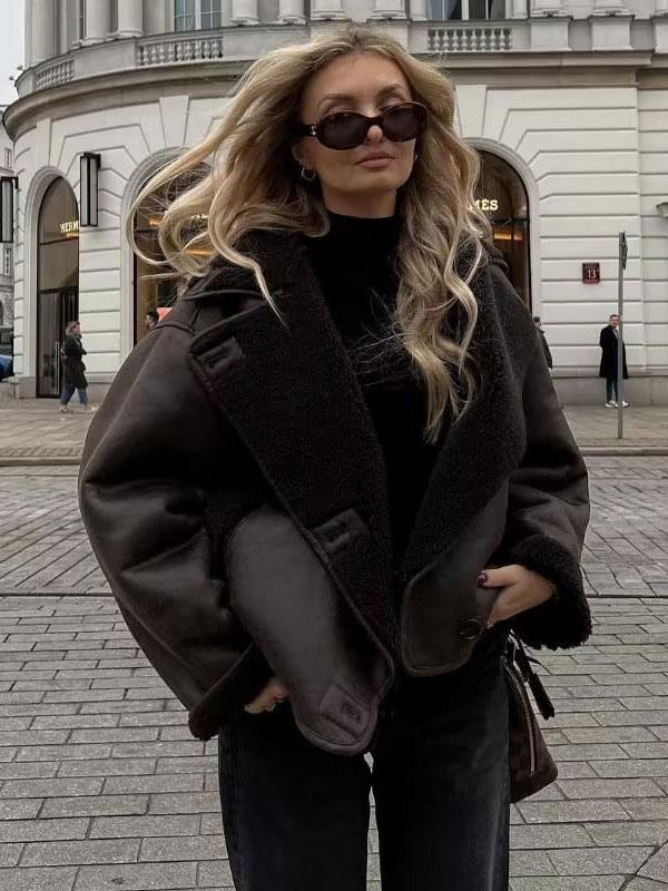 Warm Brown Biker Fleece Jacket