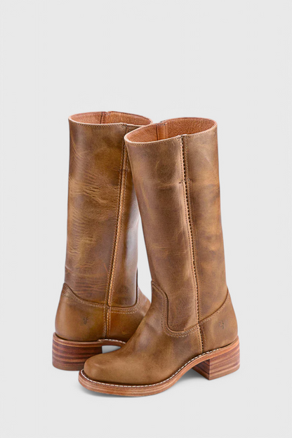 Women's Leather Knee High Heeled Boots
