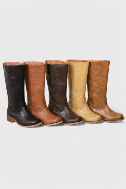 Women's Leather Knee High Heeled Boots