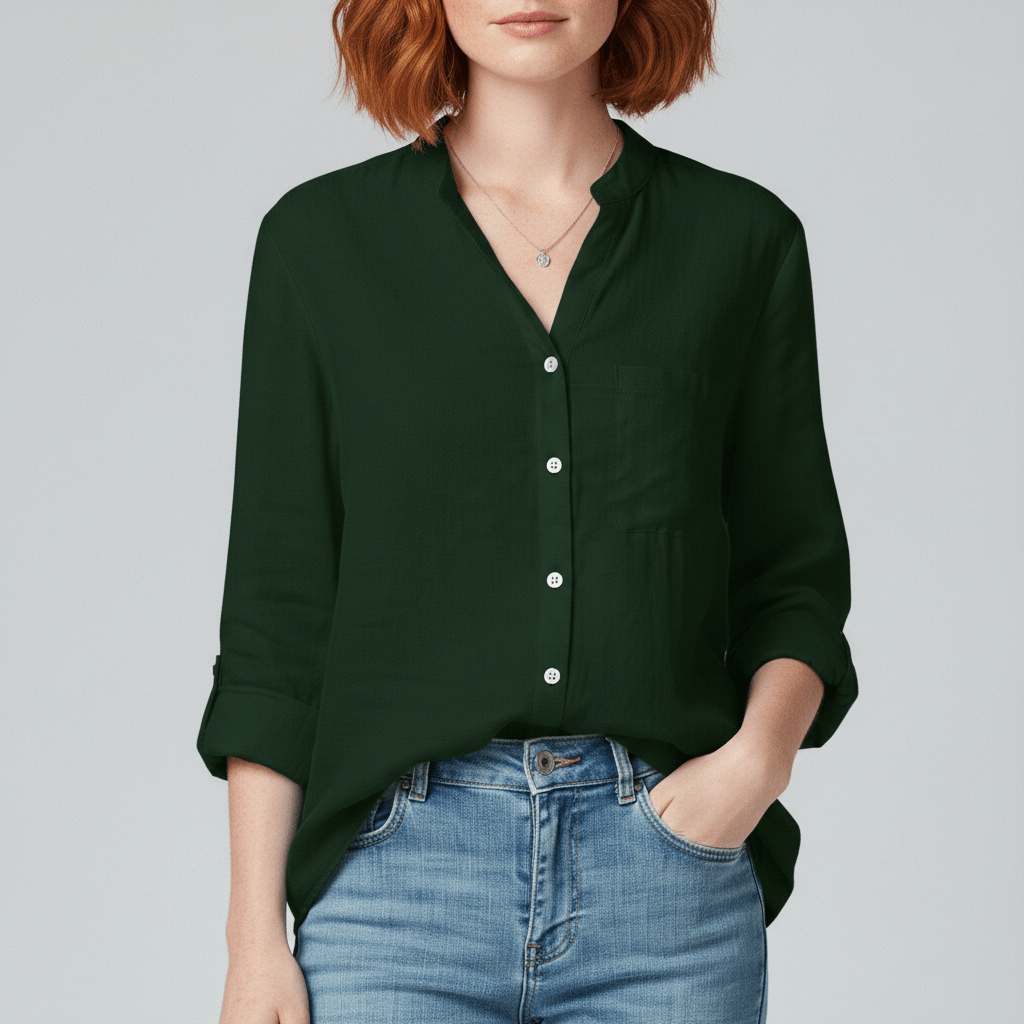 Classic Fit Button Front Shirt with Pocket Detail