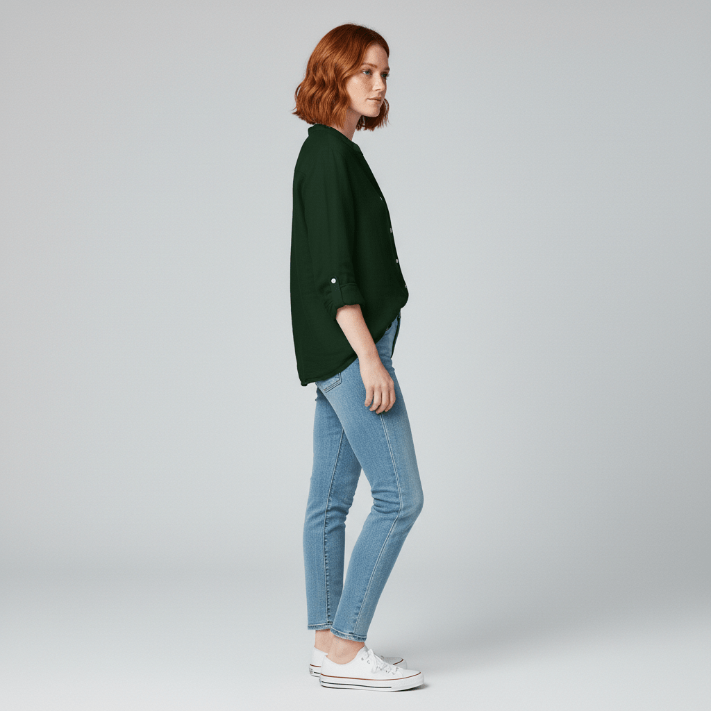 Classic Fit Button Front Shirt with Pocket Detail