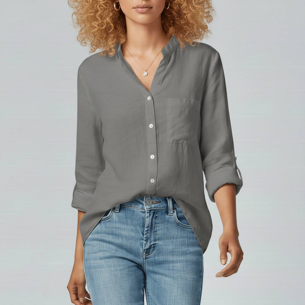 Classic Fit Button Front Shirt with Pocket Detail