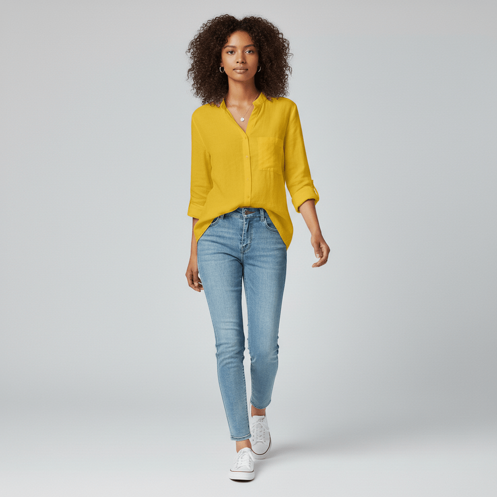 Classic Fit Button Front Shirt with Pocket Detail