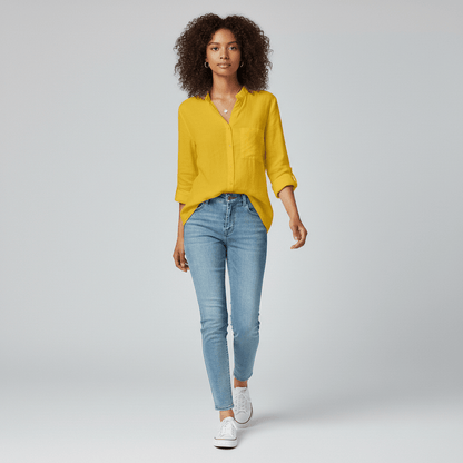 Classic Fit Button Front Shirt with Pocket Detail