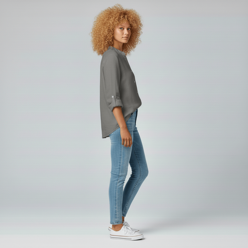 Classic Fit Button Front Shirt with Pocket Detail