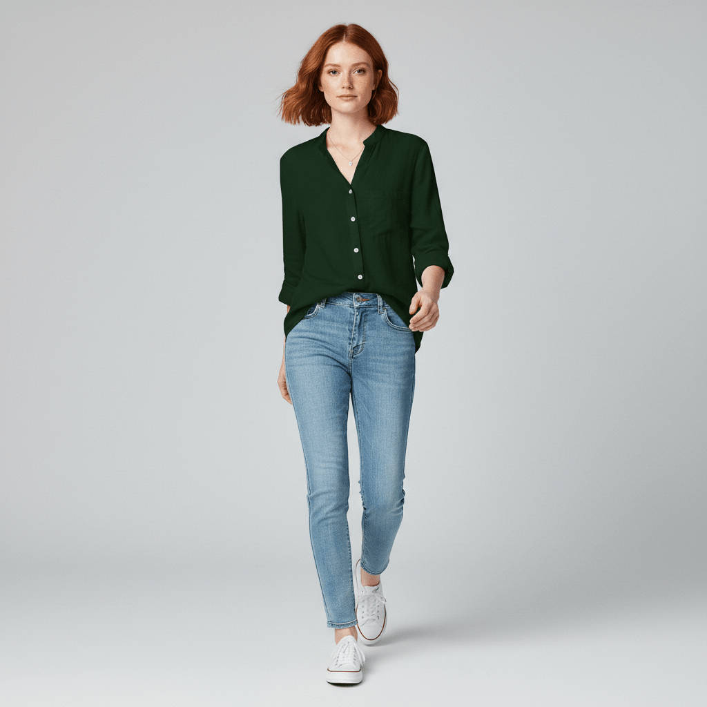 Classic Fit Button Front Shirt with Pocket Detail