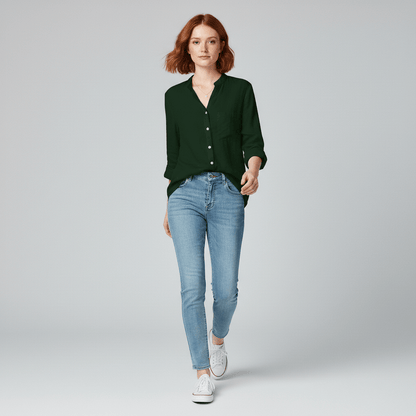Classic Fit Button Front Shirt with Pocket Detail