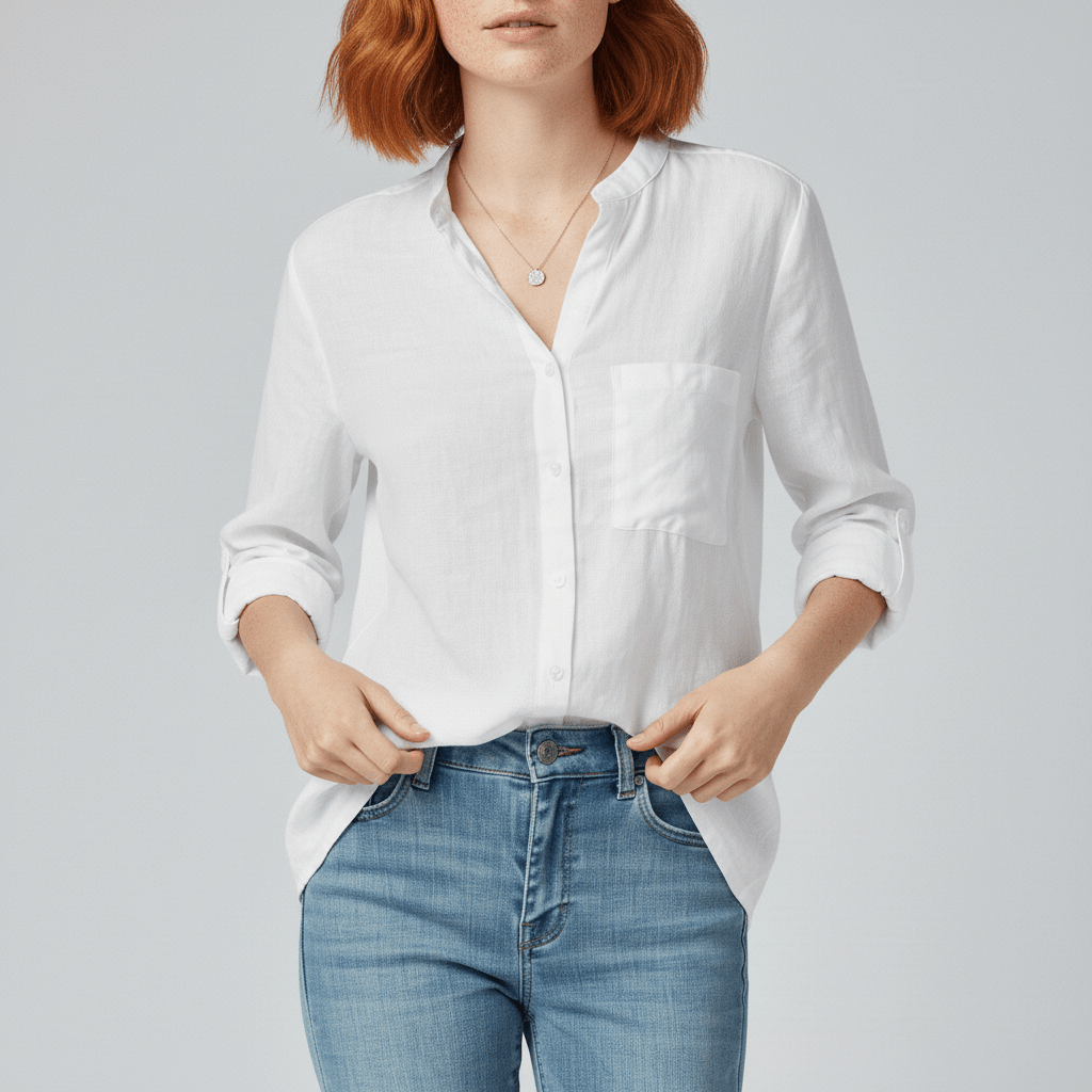 Classic Fit Button Front Shirt with Pocket Detail
