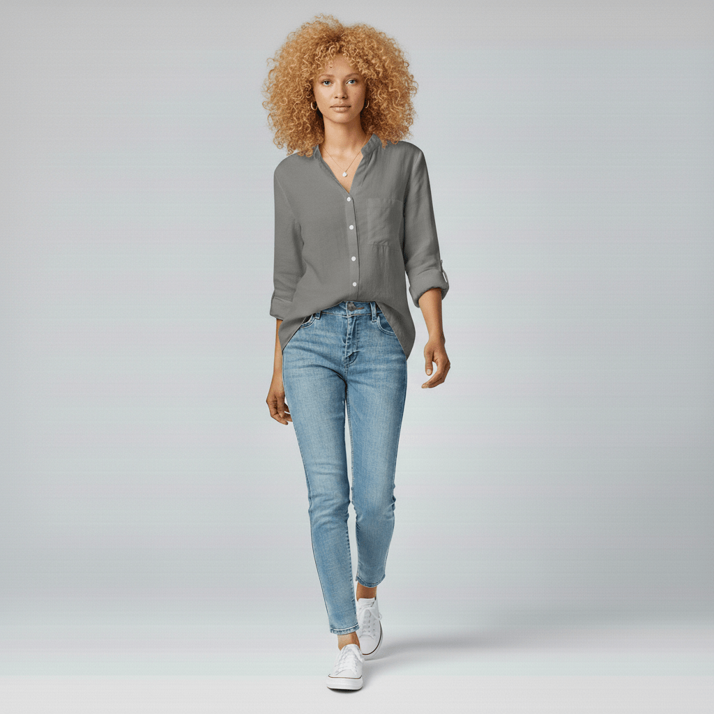 Classic Fit Button Front Shirt with Pocket Detail