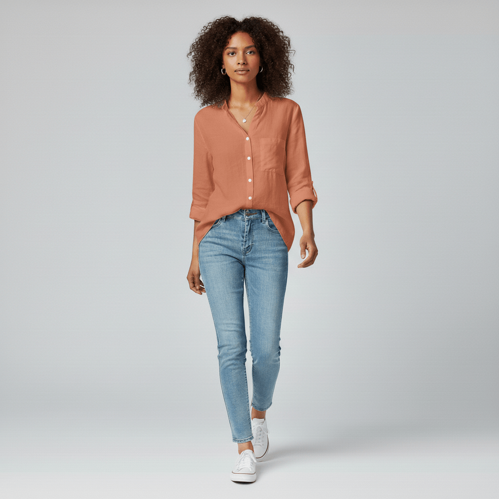 Classic Fit Button Front Shirt with Pocket Detail