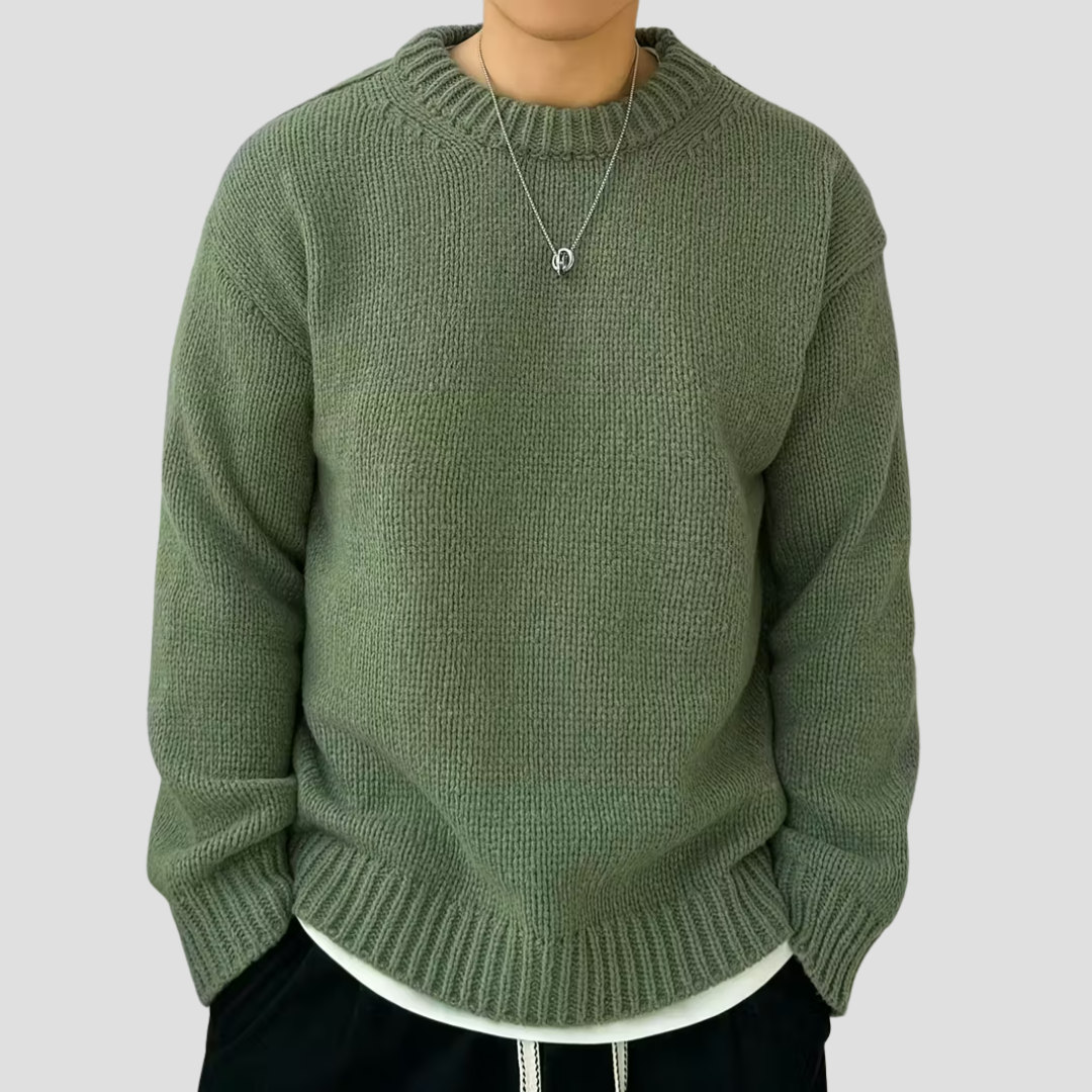 Thick Warm Crew Neck Knit Sweater - OutfitLondon