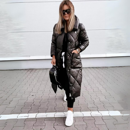 Warm Down Filled Long Quilted Parka Coat