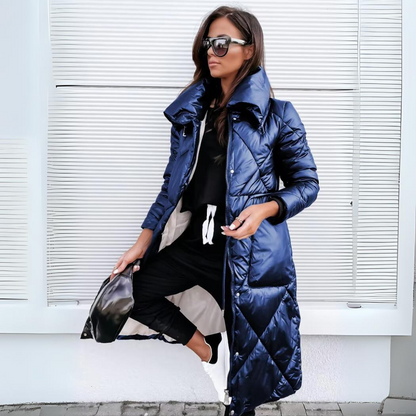 Warm Down Filled Long Quilted Parka Coat