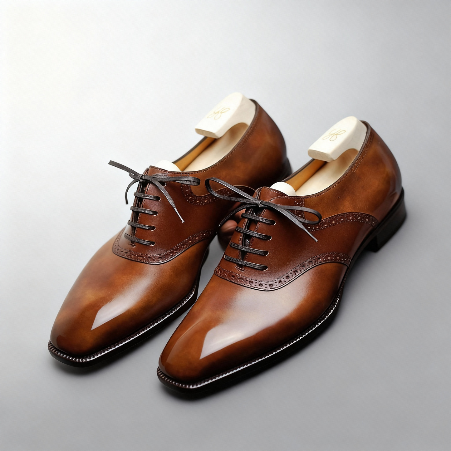 Men's Tan Leather Brogue Oxfords