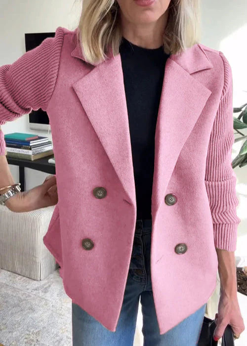 Classic Double-Breasted Women's Winter Coat - OutfitLondon