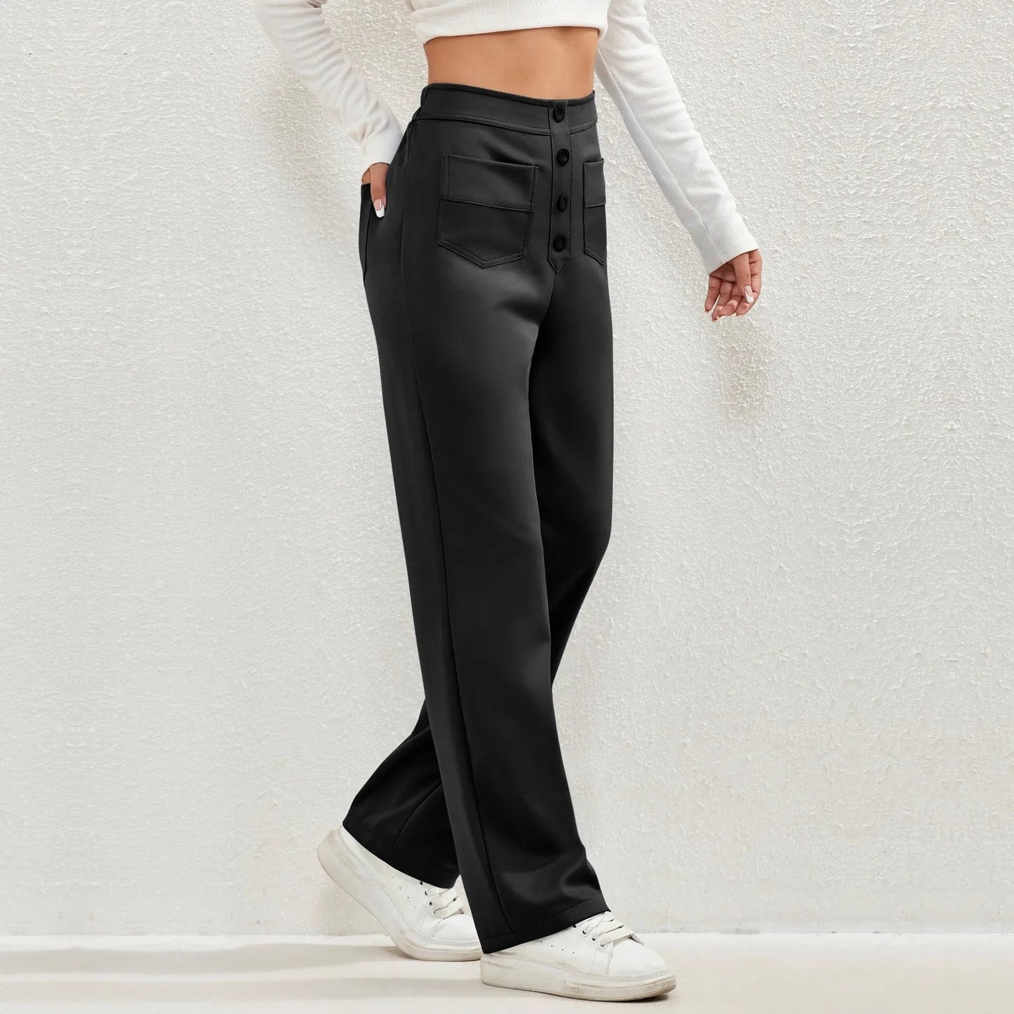 Comfortable High Waist Wide Leg Stretch Pants