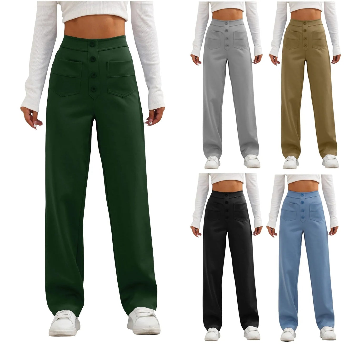 Comfortable High Waist Wide Leg Stretch Pants