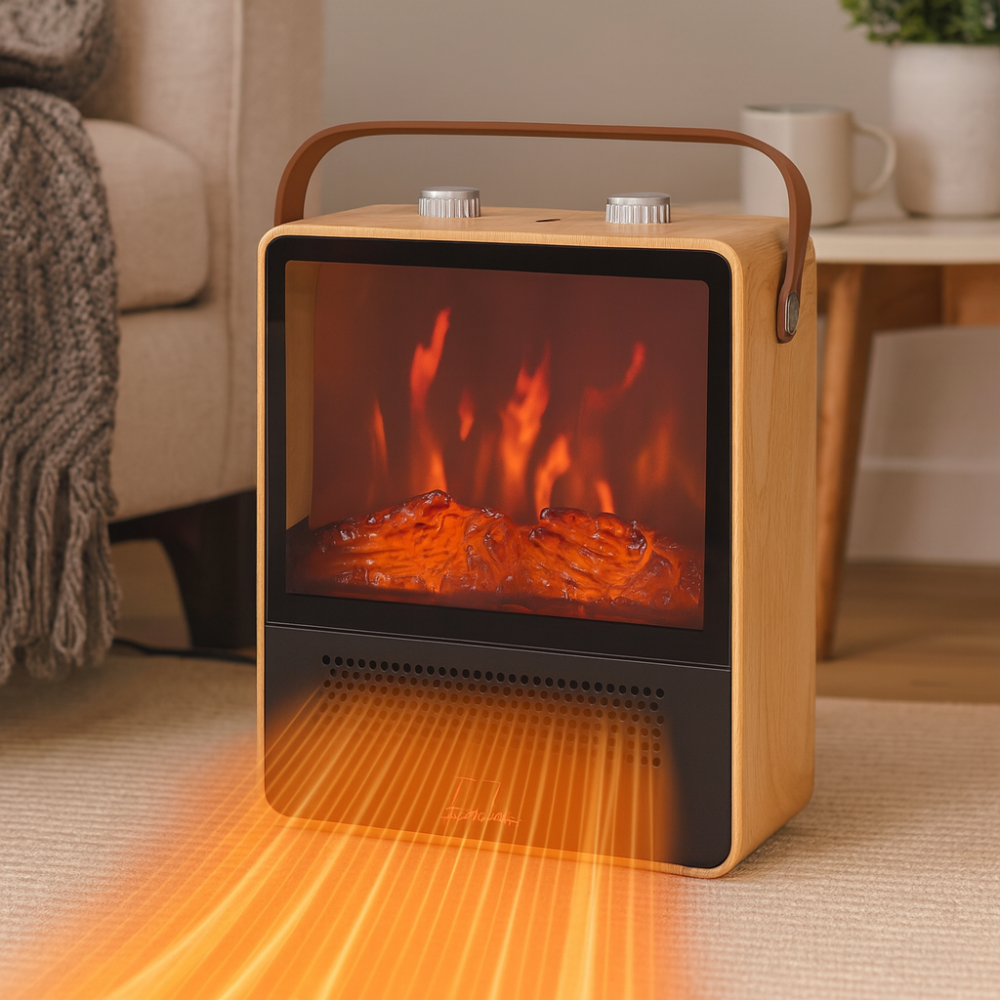 Warm 3D Flame Electric Space Heater for Small Rooms - OutfitLondon