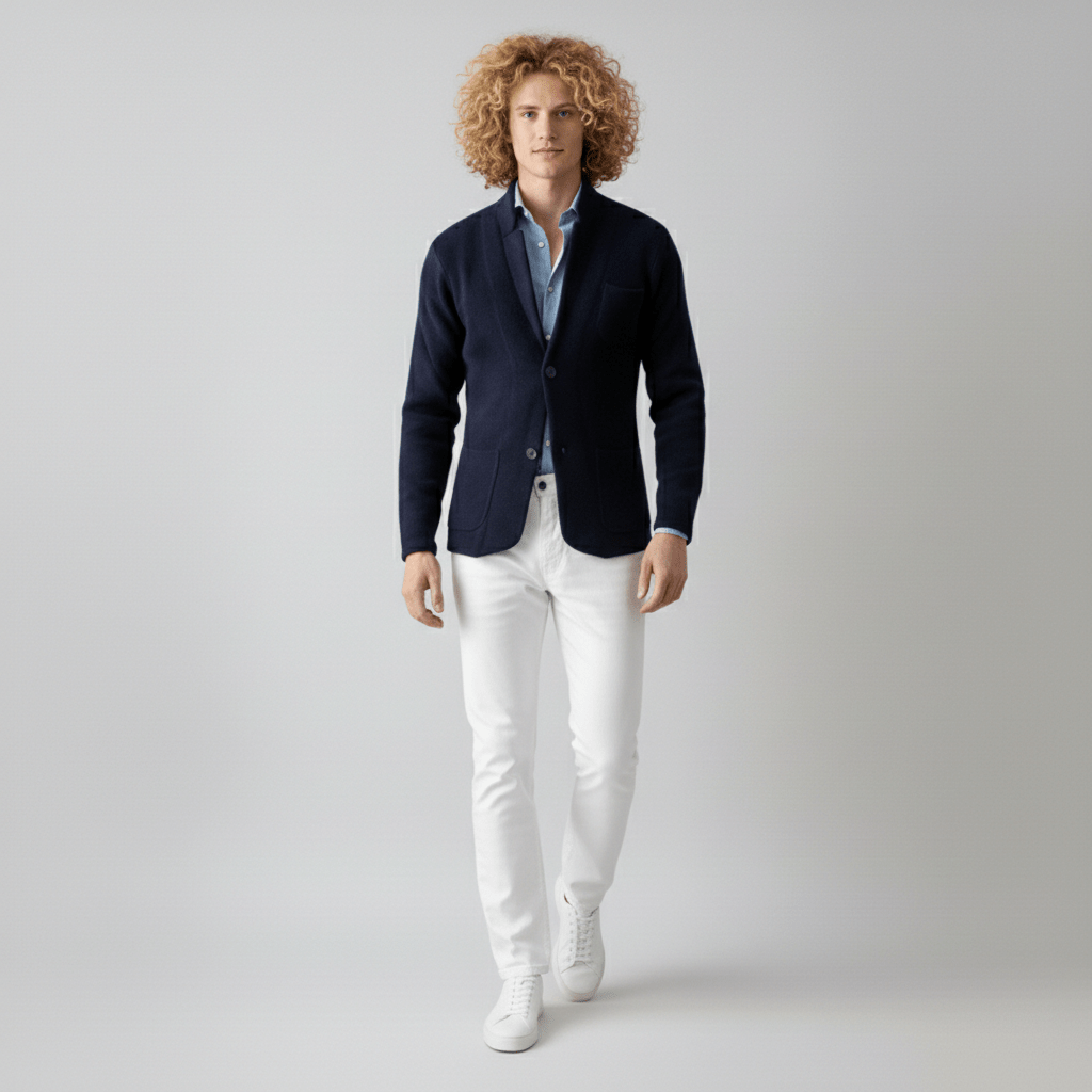 Classic Fit Blazer with Buttons and Pocket Details