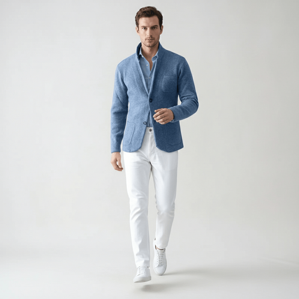 Classic Fit Blazer with Buttons and Pocket Details
