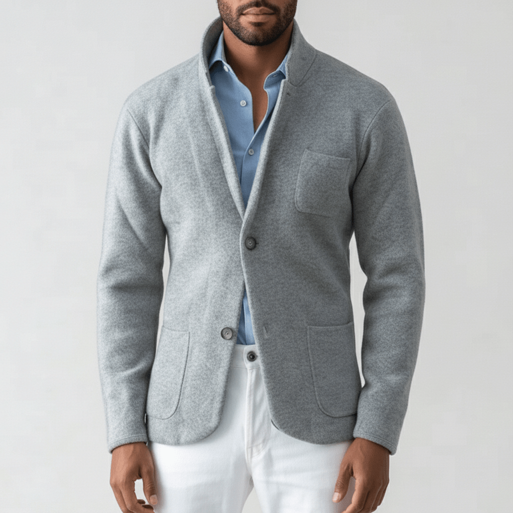 Classic Fit Blazer with Buttons and Pocket Details
