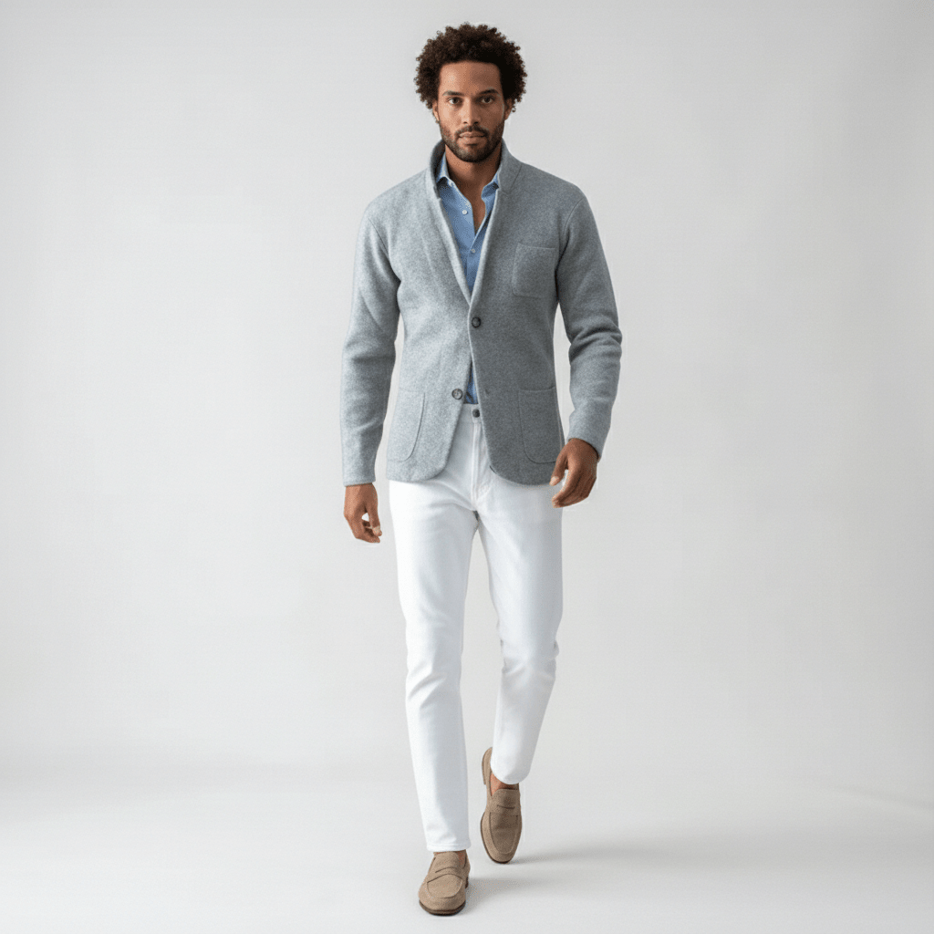 Classic Fit Blazer with Buttons and Pocket Details