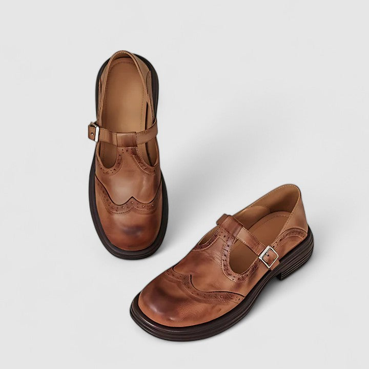 Emiliana Women's Leather T-Strap Shoes