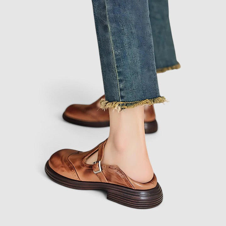 Emiliana Women's Leather T-Strap Shoes