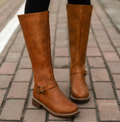 Classic Tall Leather Boots - Comfortable Heel Shoes