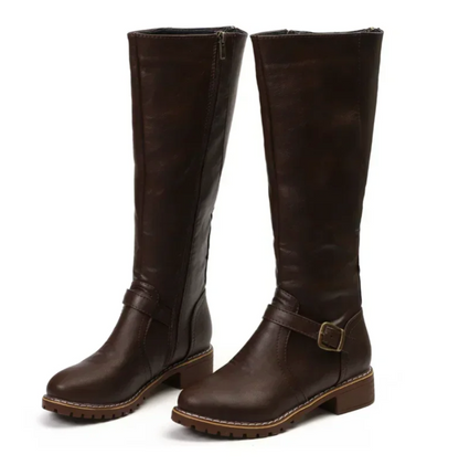 Classic Tall Leather Boots - Comfortable Heel Shoes