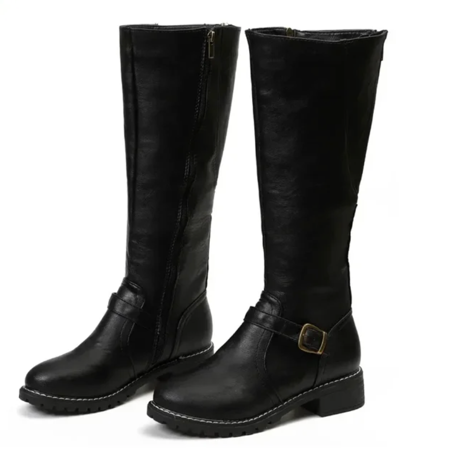 Classic Tall Leather Boots - Comfortable Heel Shoes